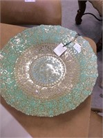 Mint green and gold foiled glass bowl