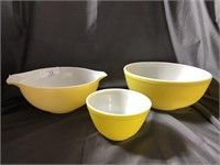 Lot of 3 Vintage Pyrex Bowls - Yellow
