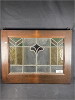 Stained Lead Glass in Wood Frame