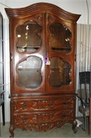 Very Ornate 2 Pc Cabinet w/ Shelves & 2 Drawers