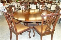 Chippendale Style Inlaid Round Dining Table