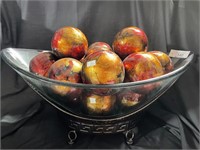 Ornamental Balls in Decorative Glass Bowl