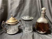 2 Glass Jars & 1 Glass Decanter