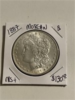 Rare MS+ High Grade1887 Morgan Silver Dollar