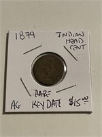 Rare Key Date 1879 Thick BRONZE Indian Head Cent