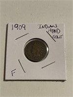 Rare 1909 1st Year Indian Head Cent Fine High Gra