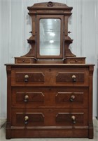 (AN) Antique Wood Dresser w/ Mirror