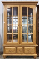 (J) Wood China Hutch  w/ Glass Shelves
