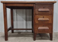 (P) Wood  Desk w/ Drawers Appr 20.5"x34”x26