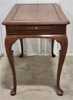 (T) Decorative Carved Wood End Table with Pull