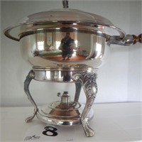 SILVERPLATED CHAFING DISH WITH PYREX INSERT