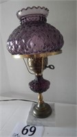 VINTAGE AMETHYST QUILTED DIAMOND LAMP WITH MARBLE