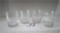 SET OF 4 SOUVENIR ETCHED DOF COCKTAIL GLASSES