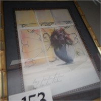 BAMBOO FRAMED WATERCOLOR SIGNED BY GAYE S. FISHER