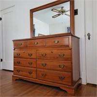 Vintage Bissman Solid Walnut Dresser w/ Mirror