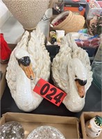 (2) Ceramic swans