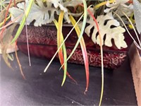 Artificial floral in metal planter box