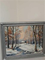 A.E. Uhrig Ooc Winter Scene With Cottage