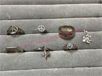 Sterling silver rings & sterling snowflake pendant