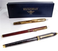 (3) Vintage Fountain Pens, Waterman, 14k, 18k