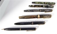 (6) Vintage Parker Fountain Pens, Pencil