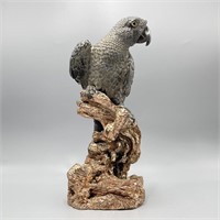 African Gray Parrot Sculpture w/ Damage