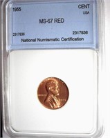 1955 Cent NNC MS-67 RD LISTS FOR $700