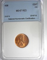 1938 Cent NNC MS-67 RD