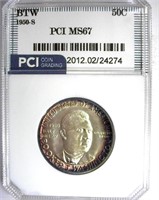 1950-S BOOKER T WASHINGTON PCI MS67 LISTS FOR $525