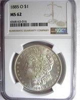 1885-O Morgan NGC MS-62.....NEW GREAT COINS TODAY!