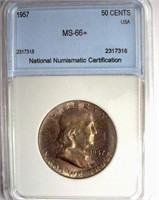1957 Franklin NNC MS-66+ LISTS FOR $160