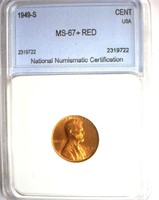 1949-S Cent NNC MS-67+ RD LISTS FOR $550