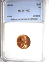 1951-D Cent NNC MS-67+ RD LISTS FOR $850