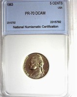 1963 Nickel NNC PR-70 DCAM LISTS FOR $15000