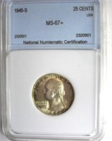 1945-S Quarter NNC MS-67+ LISTS FOR $1750