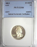 1998-S Silver Quarter NNC PR-70 DCAM