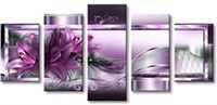 5-Piece Purple Flower Canvas Wall Art