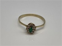 18K YG Gold Ring w/ Marquise Cut Emerald.