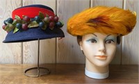 Pair of Unique Ladies Hats With Stand