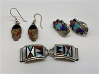 Sterling Silver Native American Earrings.