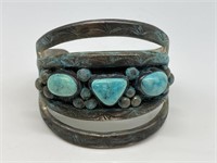 Morty Johnson Sterling Silver Turquoise Bracelet.