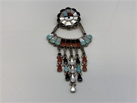 Sterling Silver Native American Brooch.