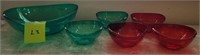 E - MIXED LOT OF GREEN & RED BOWLS (L3)