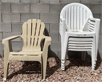 E - MIXED LOT OF PLASTIC PATIO CHAIRS
