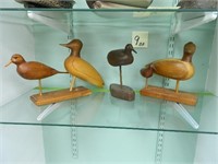 (5) Wood Carved Shore Birds