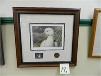 Ducks Unlimited Framed Print w/ 2007 Stamp By -