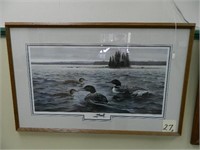 1991 Loons On Water Framed Print By Maynard Reece-