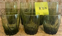 E - LOT OF 7 GREEN TUMBLERS & HI-BALL GLASSES (K20