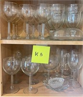 E - LARGE LOT OF WINE GLASSES & MORE (K5)