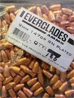 185 QTY Everglade 9mm 147gr RN Plated Bullets